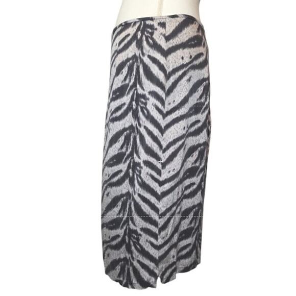 Girlfriend Italian Silk Zebra Skirt 90s Y2K Sequin Pencil Midi - Picture 8 of 11